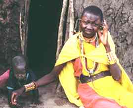 Maasai woman and child