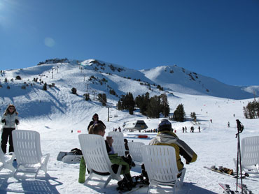 People lounging in the Mammoth sun