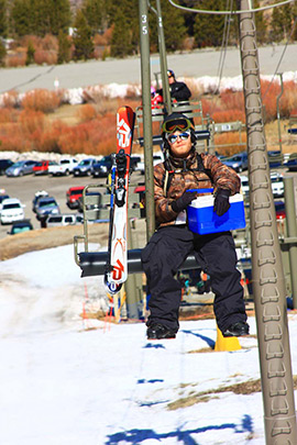 Steen riding the June Mountain lift