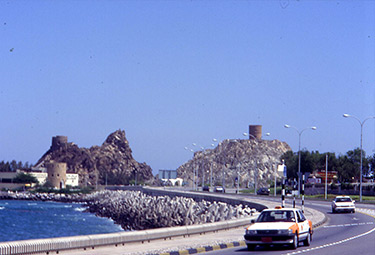 Oman Muscat Watchtowers on outskirts of Mutrah