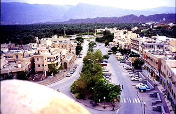 Oman Nizwa View of Nizwa and palm groves from Nizwa Fort