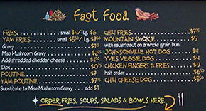 Whitewater Fast Tracks fast food menu