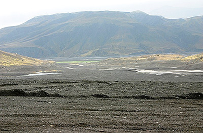 Iceland Thorsmork Gigjokull eruption flood plain