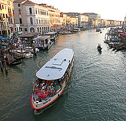 Boats travel the Grand Canal