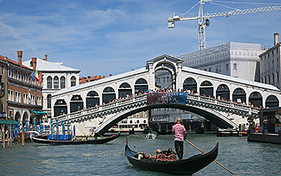 Venice Vaporetto under the Rialto Bridge