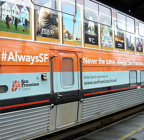 Amtrak coach as a billboard