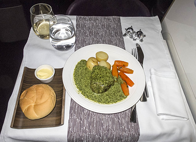 Virgin Atlantic upper class dinner