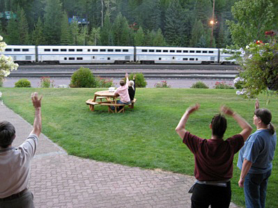 Izaak Walton Inn with Amtrak train