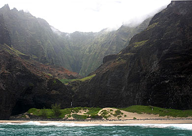 Honopu Valley on the Na Pali coast of Kauai