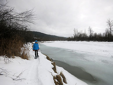 Columbia River snowshoeing