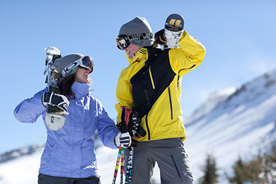 Mammoth two skiers