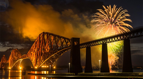 4th of July fireworks over the Forth Bridge