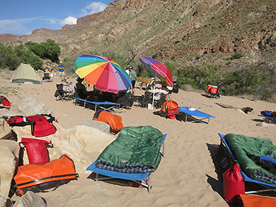 Colorful campsite in the Cataract Canyon 