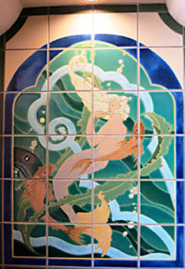 Mermaid tiles in the Holidan Inn Express Santa Barbara