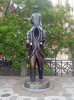 Franz Kafka statue in Prague