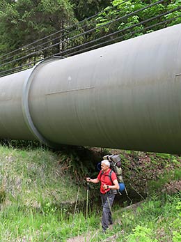 North Umpqua Trail goes under massive pipe