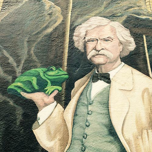 Mark Twain mural with frog