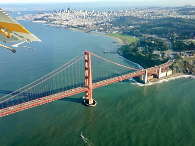 Seaplane over Golden Gate Bridge