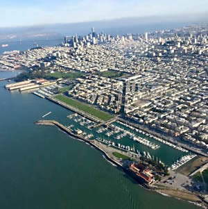 Seaplane over the Marina in San Francisco