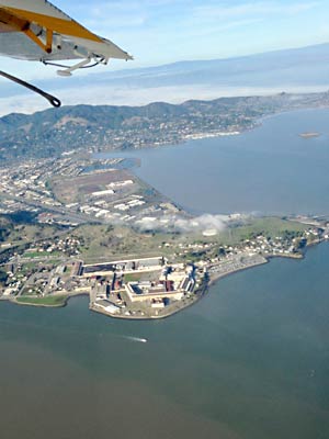 Seaplane passing San Quentin