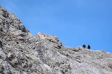 Slovenia Mount Triglav climbers near the top