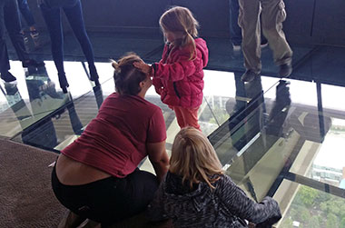Space Needle mom with kids