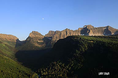 Glacier National Park moon over glacier