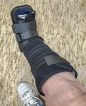 Medical boot to stabilize broken ankle