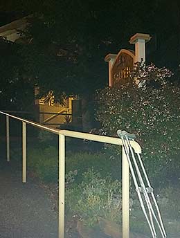 Crutches in front of church