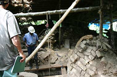 Guatemala Cancuen Palace excavation pit