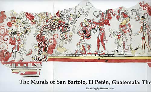 Guatemala San Bartolo Mural north wall (rendering of mural by Heather Hurst, Yale University)