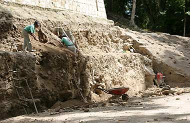 Guatemala Yaxha North Acropolis excavation