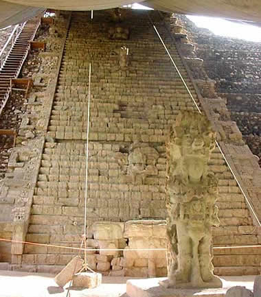 Honduras Copan hieroglyphic stairway and stela m