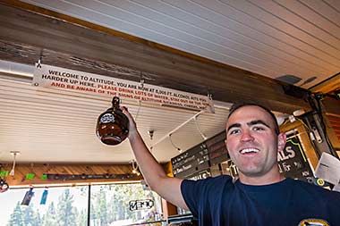 Altitude warning sign at Mammoth Brewing Company