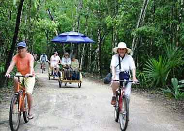 Mexico, Coba bicycles and pedicabs
