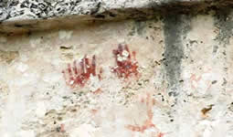 Mexico,Tulum Temple of the Frescos, handprint