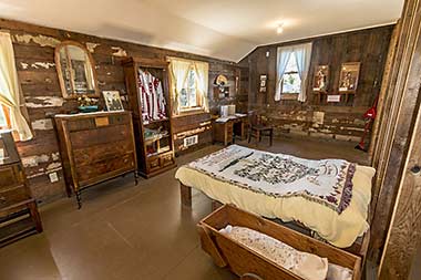 Richmond, BC, preserved immigrant bedroom at Britannia Shipyards Historic Site