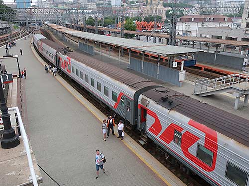 Trans-Siberian Railway train in Vladivostok station
