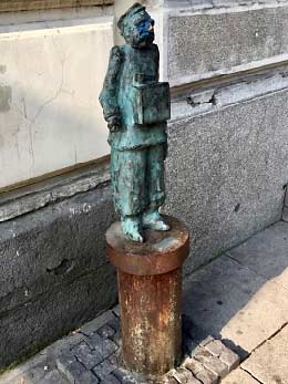 Republic of Georgia Tbilisi whimsical bollard standing man