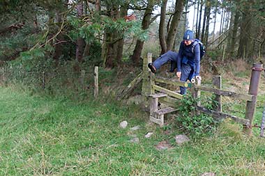 Hopping over the Offa's Dyke fence in Wales