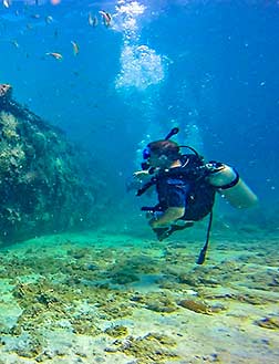 Barbados elder scuba diving