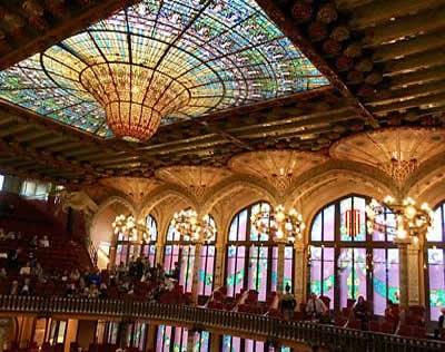 Barcelona’s Palace of Catalan Music interior