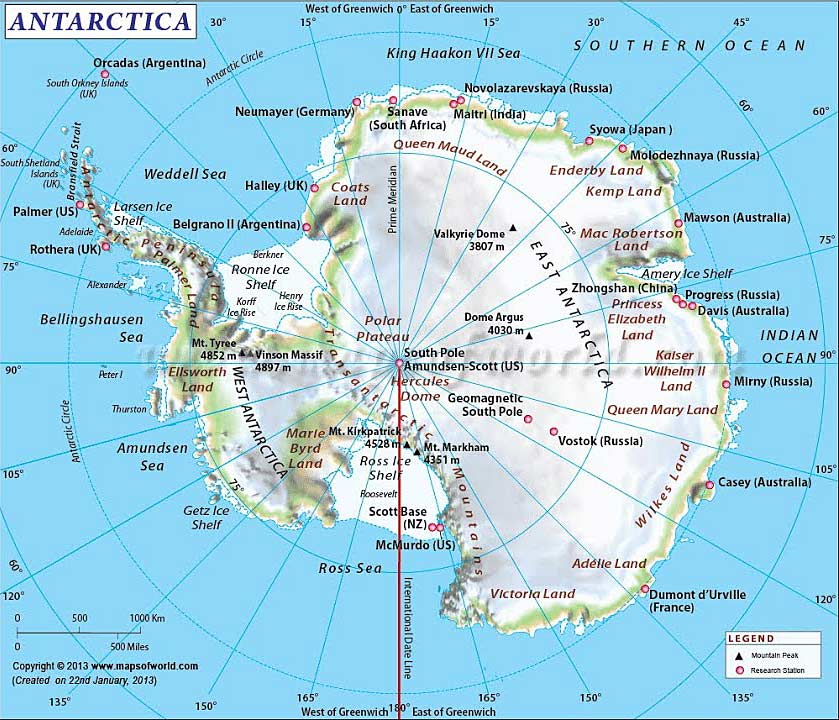 Antarctica multi-nation map
