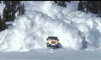 Car caught in avalanche