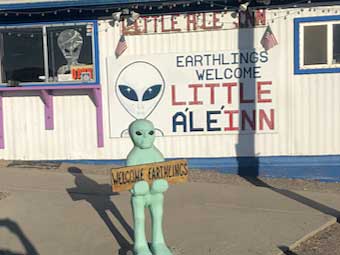 The little green welcomer at a coffee shop along the “Extraterrestrial Highway