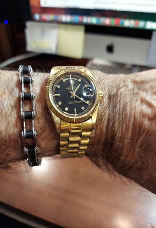 Fake Rolex and bike chain bracelet