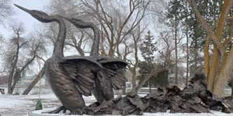 Dancing grebes sculpture by Stefan Savides