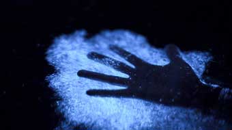 Puerto Rico, hand in bioluminescent water