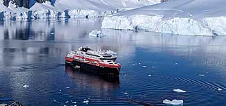 Tour ship near Antarctica
