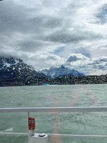 Patagonia throough rain-splattered windows